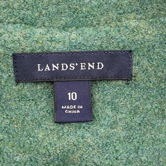 Lands' End Wool Jacket Green Button Collar Pockets Comfort Layer Blazer Top - Picture 8 of 12